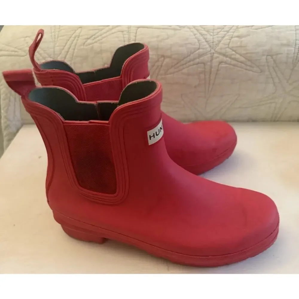 HUNTER WOMENS ORIGINAL CHELSEA GLOSS WOMEN RAIN BOOTS SIZE 7